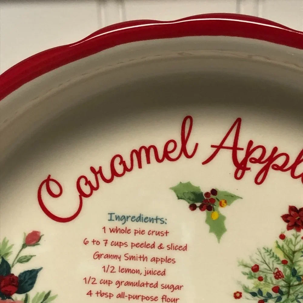 Pioneer Woman Christmas 2021 Floral Medley Caramel Apple Pie Plate/Dish*New*